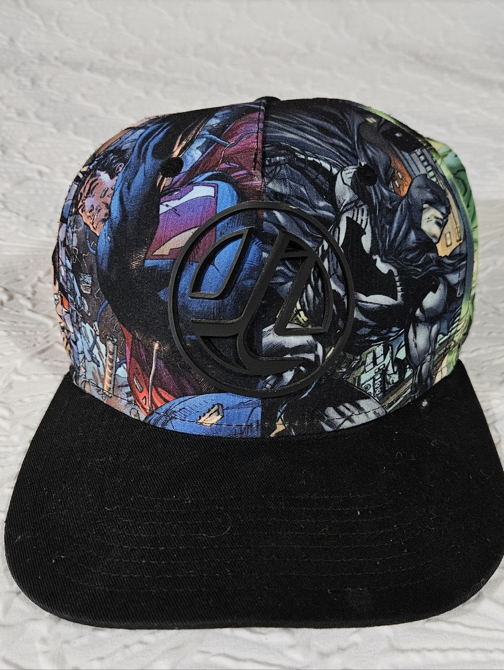 DC Comic Book Snapback Hat with Black Brim